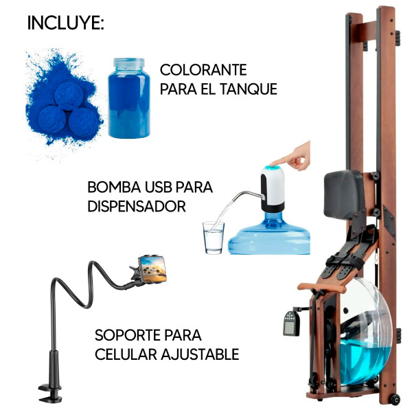 Máquina Simulador Remo De Agua Profesional + Accesorios MAQUINA REMO PROFESIONAL LIKE CAOBA