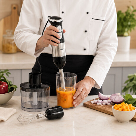 Mixer Batidor 500W 4 En 1 Picadora Turbo Bajo Consumo Negro