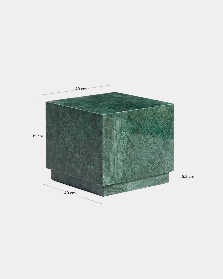 Mesa auxiliar Sorein de mármol verde 40 x 40 cm Mesa auxiliar Sorein de mármol verde 40 x 40 cm