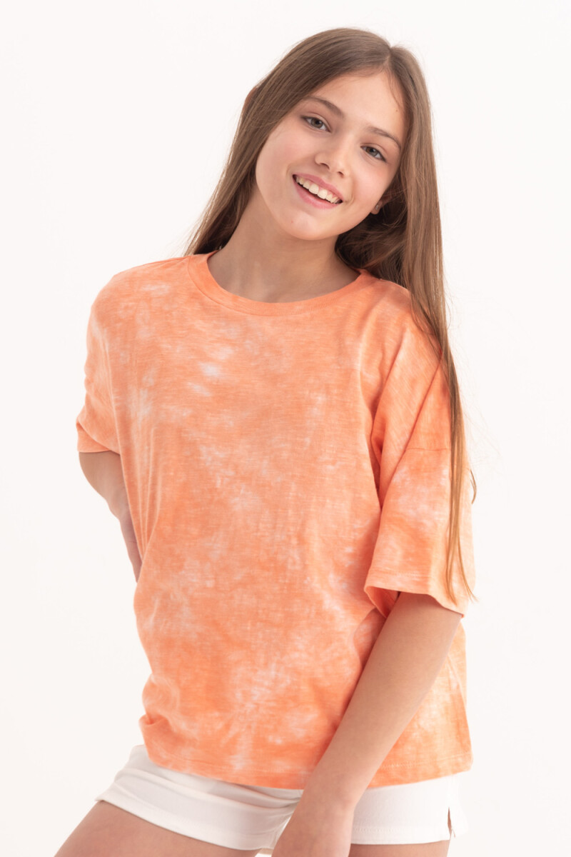 Remera manga corta - Tie dye salmón 