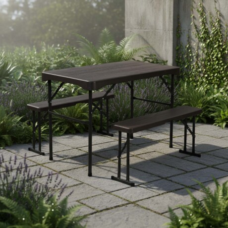 SET CAMPING PLEGABLE POLIETILENO-Y-METAL NEGRO AVEO