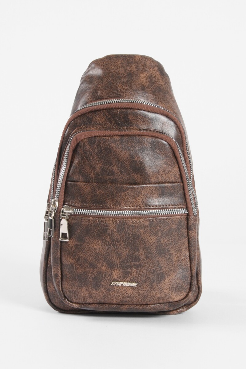 Riñonera cruzada cracked marrón