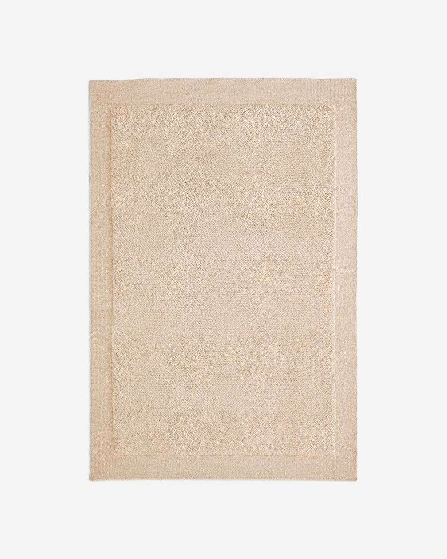 Alfombra Marely de lana beige 160 x 230 cm
