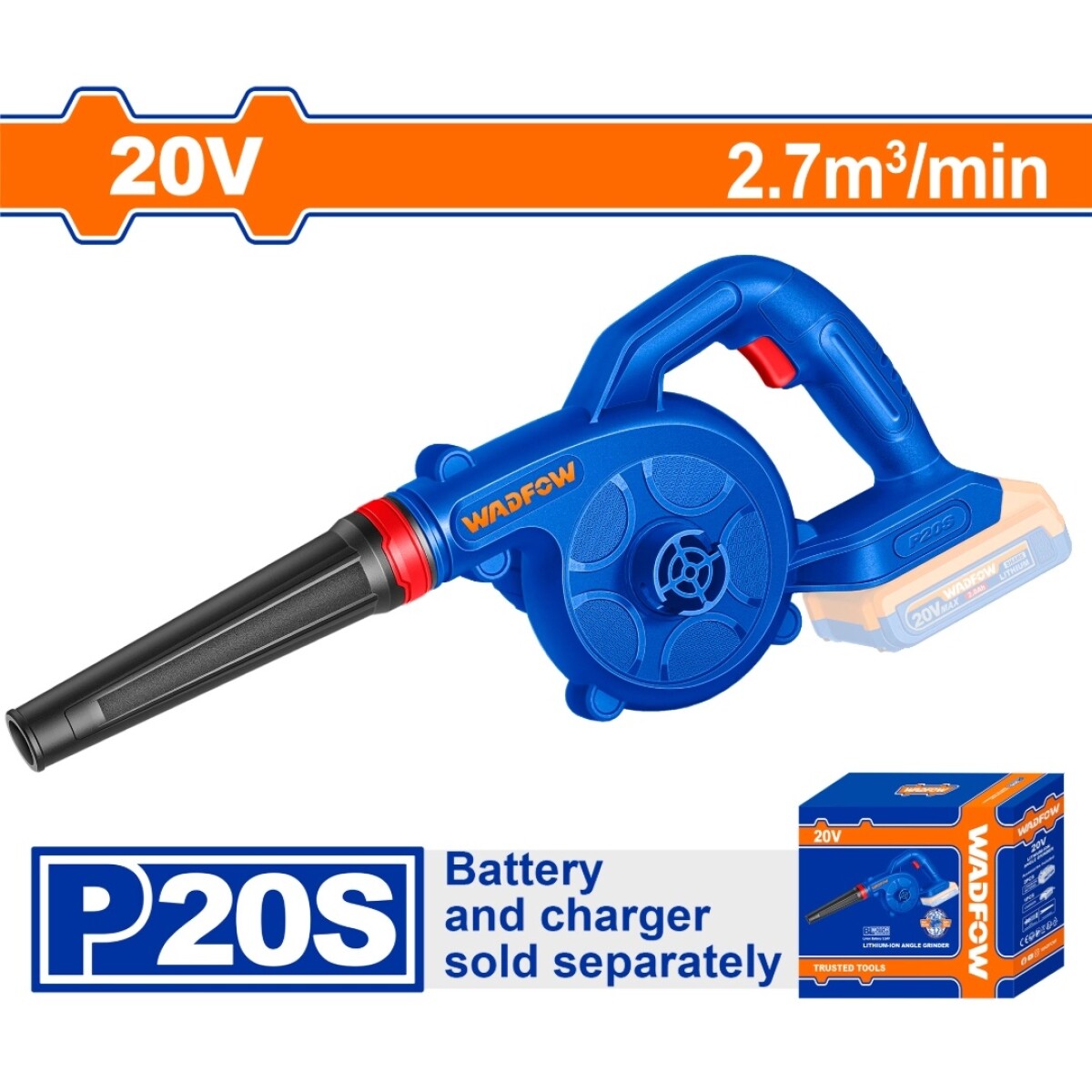 SOPLADORA A BATERIA 20V 2.7m³/MIN SIN BATERIA SIN CARGADOR W 