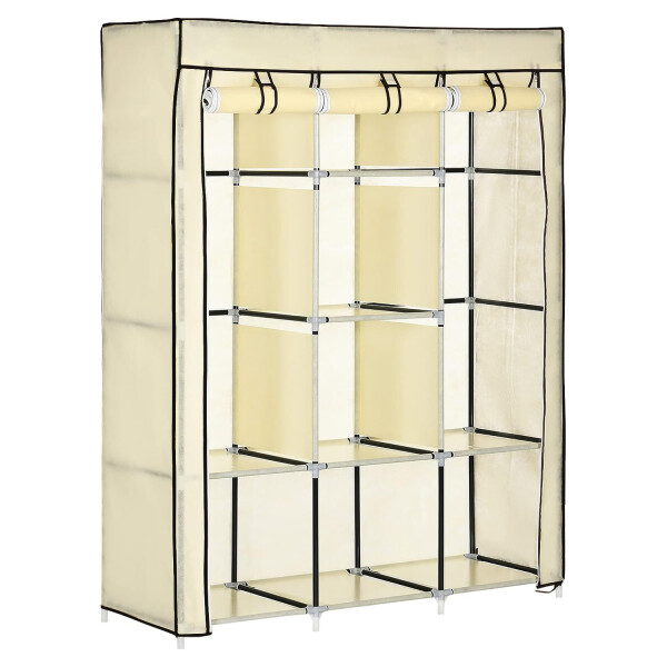 Ropero Placard Tela Desmontable 8 Estantes Perchero Doble Color Variante Beige Negro