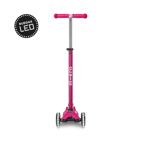 Monopatín Micro Maxi Deluxe LED Ajustable con 3 Ruedas ROSA