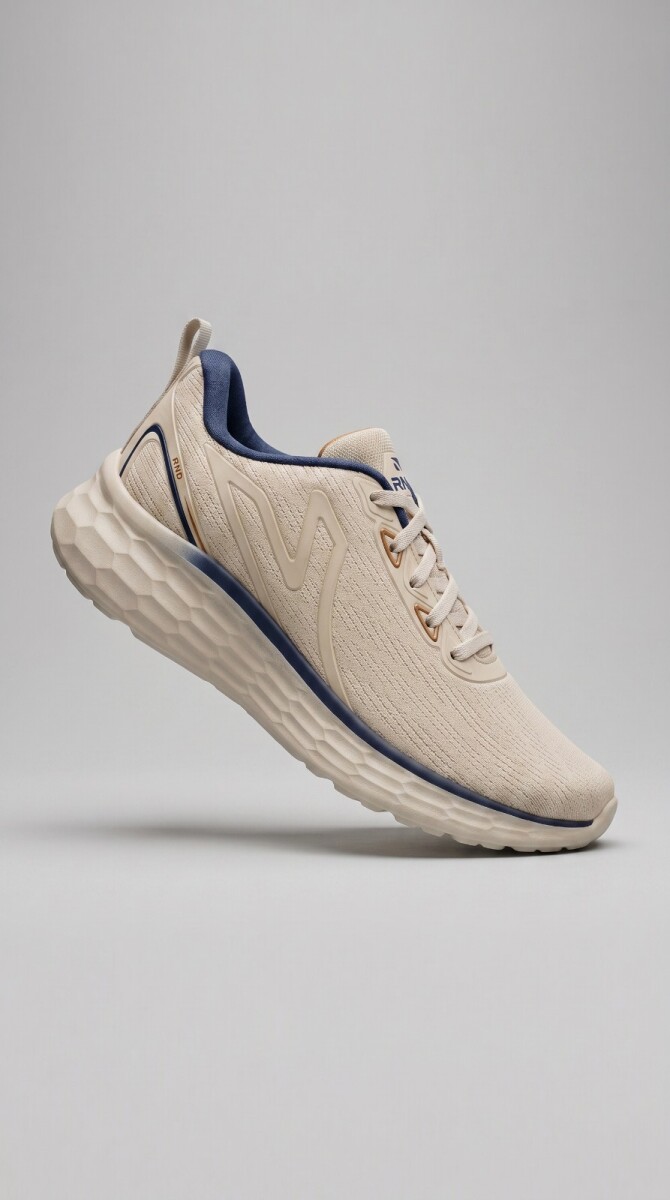 Calzado Deportivo. - BEIGE Y AZUL 