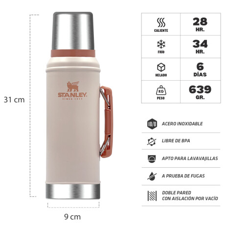 Combo Stanley Termo Classic 940ml + Mate en Acero Inox. 230ml + Bombilla Spoon Limestone