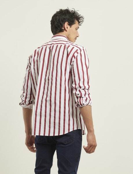 012411 CAMISA HARRINGTON LABEL Blanco/bordo