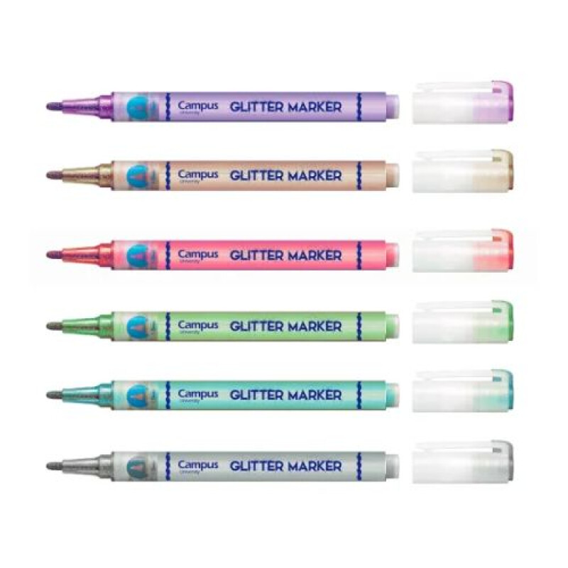 Marcador campus con brillantina caja x6 Marcador Campus Con Brillantina Caja X6