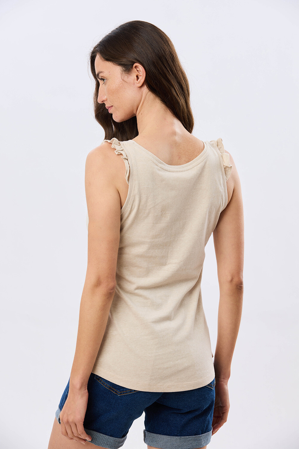 MUSCULOSA LISA DE ALGODÓN Beige