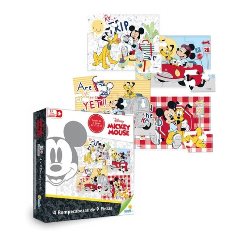 Puzzles x4 Mickey Mouse Disney 9 piezas cada uno Puzzles x4 Mickey Mouse Disney 9 piezas cada uno