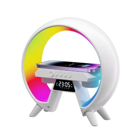 Veladora Led Rgb Reloj Parlante Bluetooth y Cargador X63 001