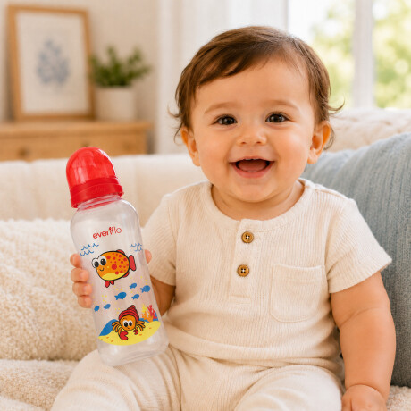 Mamadera Evenflo Acuario Bebé 3-12M 240Ml Tetina Flujo Medio Rojo