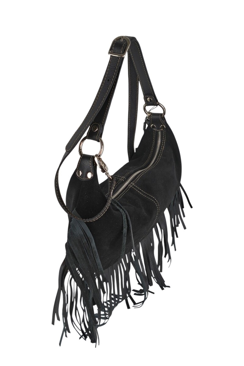 Cartera con flecos Negro