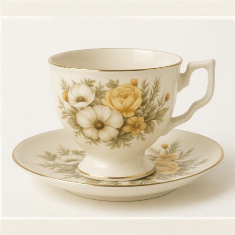 Juego de Té Cerámica 12 Piezas Estilo Victoriano Marfil Juego de Té Cerámica 12 Piezas Estilo Victoriano Marfil