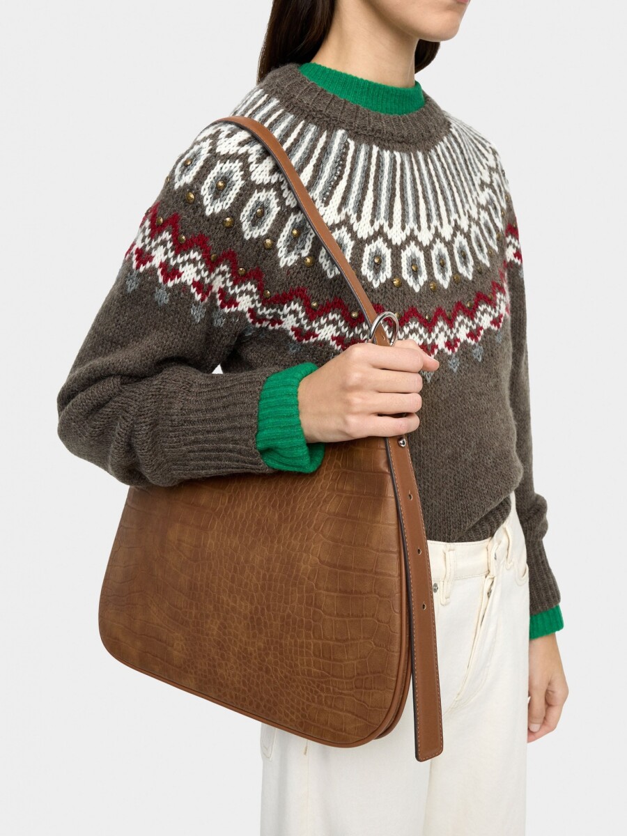 Bolso De Hombro Con Grabado Animal camel