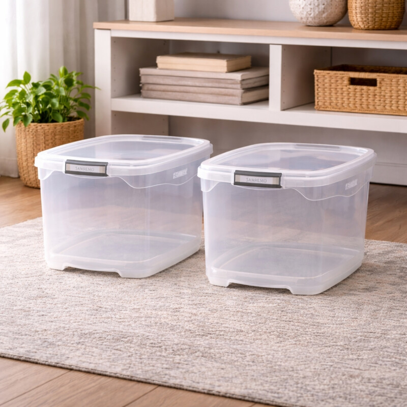Set x2 Caja organizadora 29 lts TRANSPARENTE