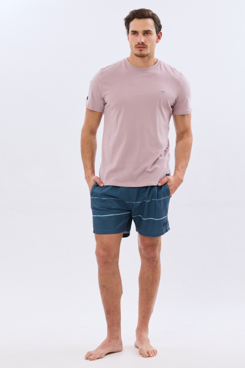 SHORT DE BAÑO RAYADO Azul