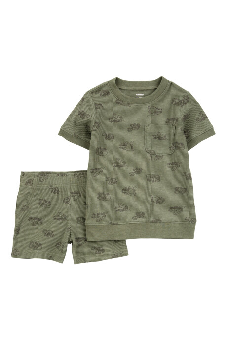 Set dos piezas de algodón, short y remera, diseño construcción Sin color