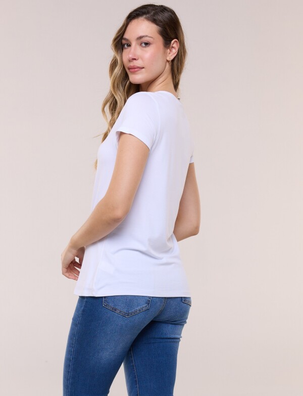 Remera Basica Manga Corta Esote V BLANCO