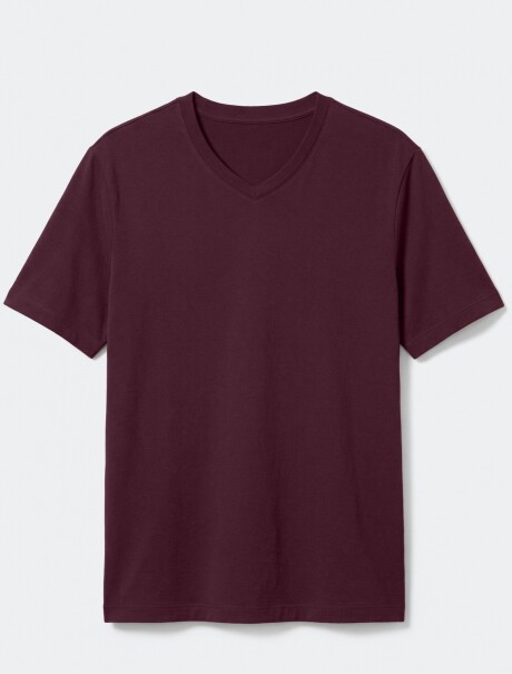 CAMISETA BÁSICA WORLD CUELLO EN V ROJO