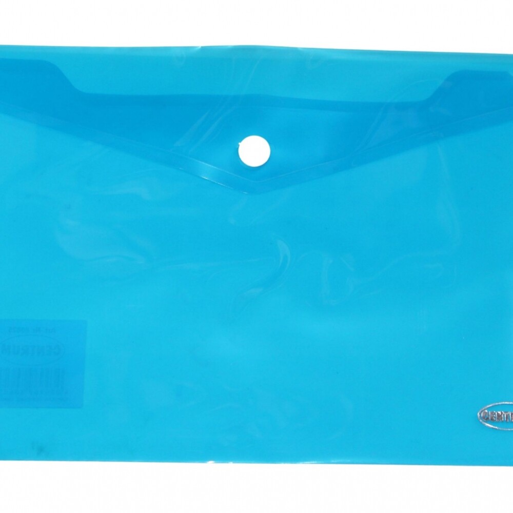 SOBRE CENTRUM TAMAÑO A5 DE PLASTICO CON BOTON COLOR AZUL