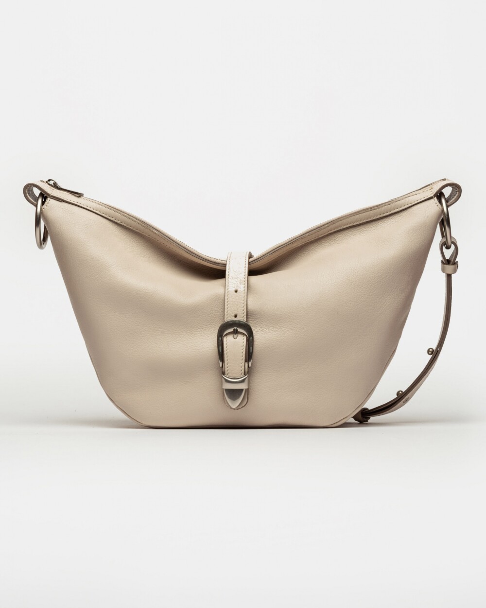 Bolso Bambu En Cuero Liso Satinado Natural
