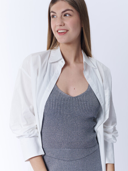 Top Bretel Fino Punto Lurex Gris