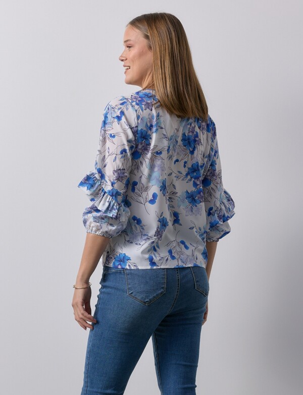 Blusa Manga Volados AZUL/MULTI