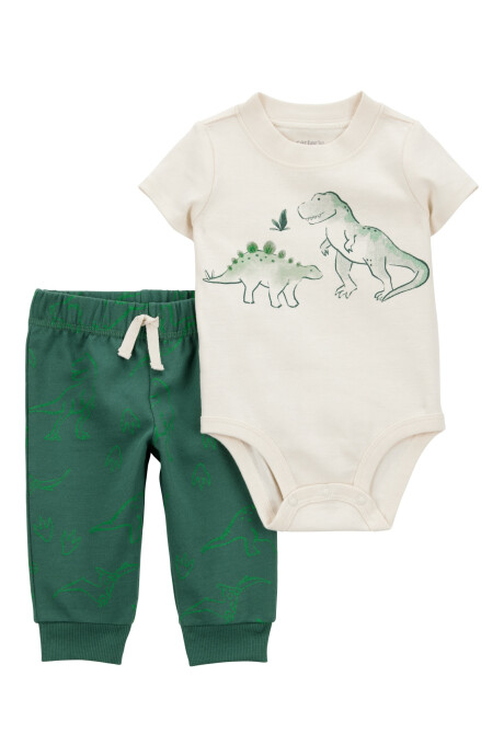 Set dos piezas de algodón, pantalón y body, diseño dinos Sin color