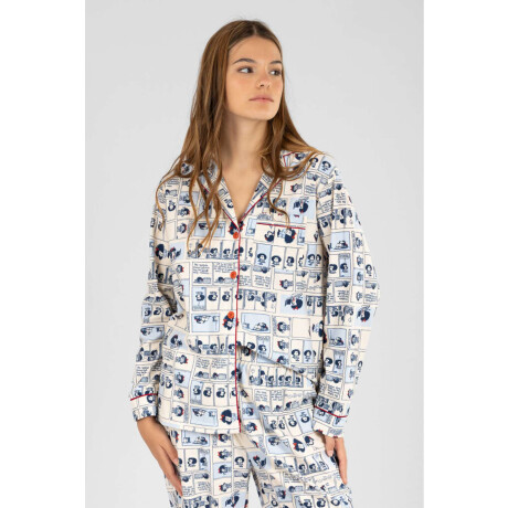 Pijama mafalda 2 flannel fleece Marfil