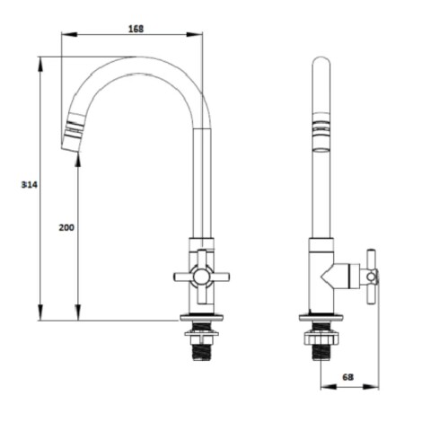 Pico unitario de cocina de mesada FIENZA Viqua cromado Pico Unitario De Cocina De Mesada Fienza Viqua Cromado