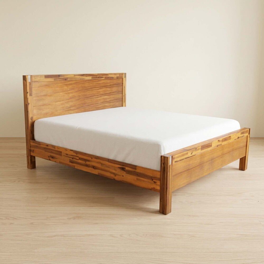 CAMA QUEEN MADERA-ACACIA NATURAL-BEIGE AHF 1202
