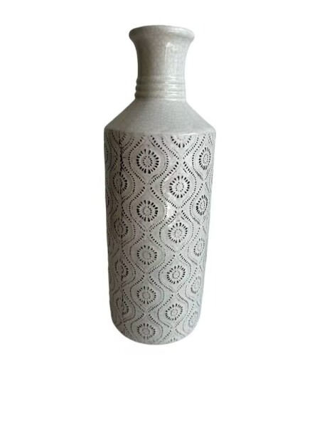 FLORERO ÉTNICO CERÁMICA 11X11X31 BLANCO FLORERO ÉTNICO CERÁMICA 11X11X31 BLANCO