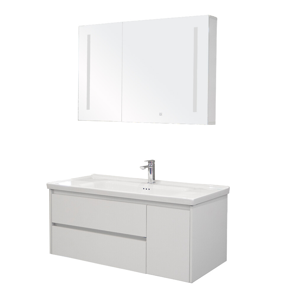 CONJUNTO DE BAÑO HABITARE MODELO NS-B4-100 / MUEBLE + BACHA + BOTIQUIN + ESPEJO C/LUZ Conjunto De Baño Habitare Modelo Ns-b4-100 / Mueble + Bacha + Botiquin + Espejo C/luz