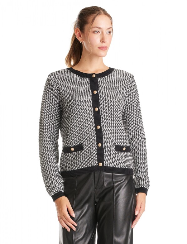 Cardigan Tweed NEGRO/BLANCO