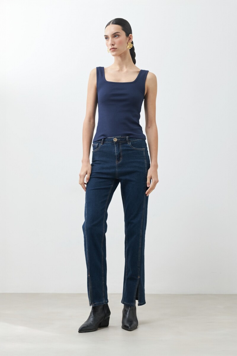 Jean Donna con tajos jean oscuro