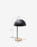 Lámpara de mesa Catlar de madera de fresno y metal con acabado pintado negro