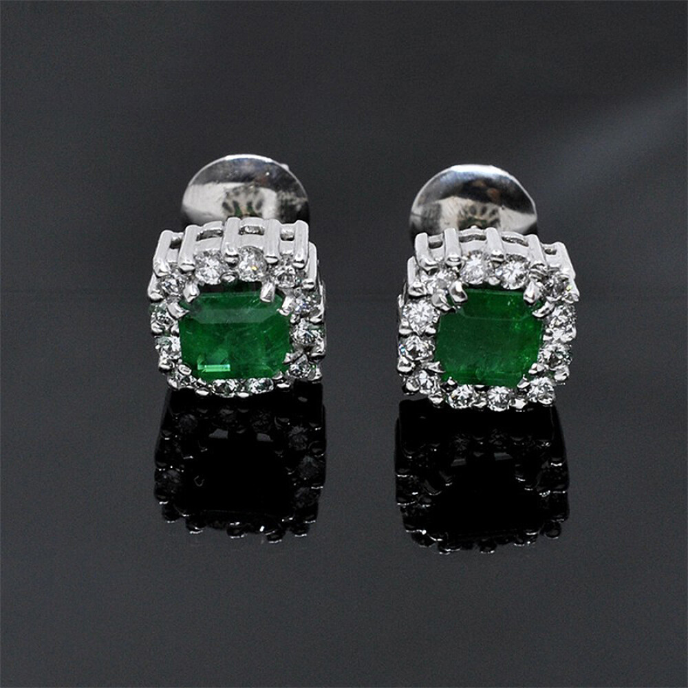 Caravanas En Oro 18K, Brillantes Y Esmeraldas Caravanas En Oro 18K, Brillantes Y Esmeraldas