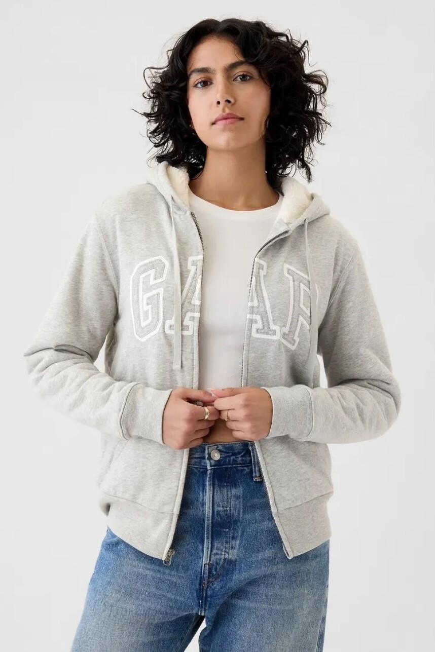 Canguro Con Corderito Logo Gap Mujer Light Heather Grey B08