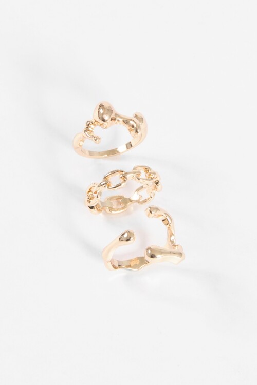 Set de anillos wavy dorado