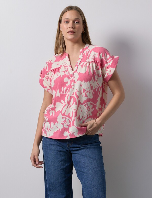 Blusa Esc V ROSA/MULTI