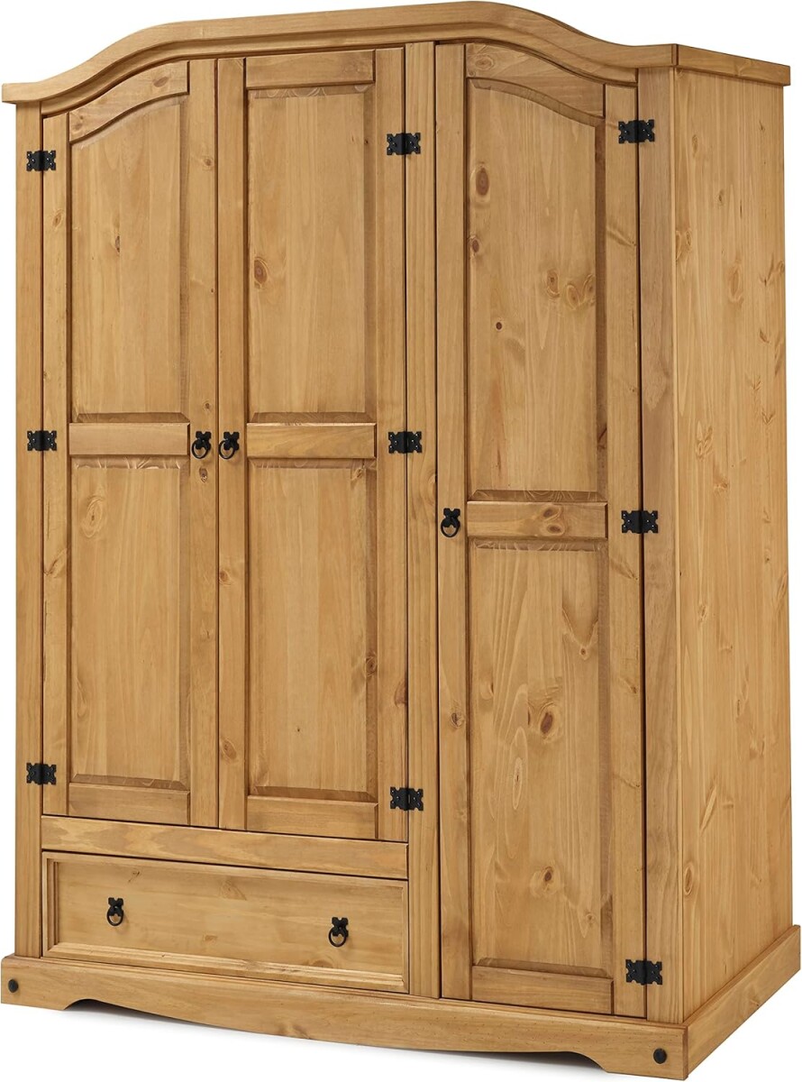 ROPERO 3 PUERTAS 1 cajon CURVO RUSTICO CERA NATURAL 
