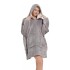 Manta Buzo Canguro Con Capucha Corderito Invierno Suave Variante Color Gris