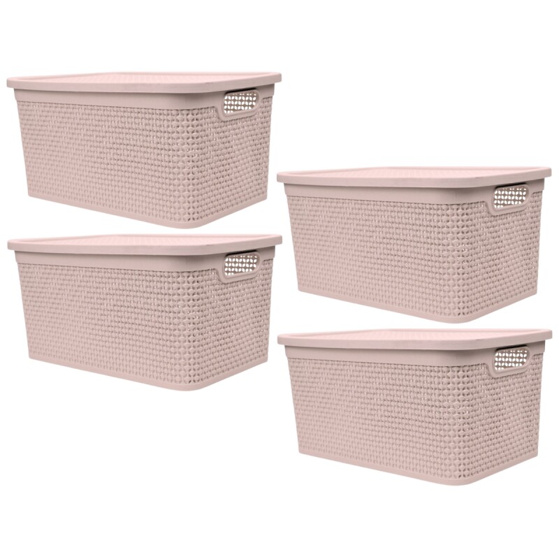 Set x4 Caja simil ratán 15 lts ROSADO