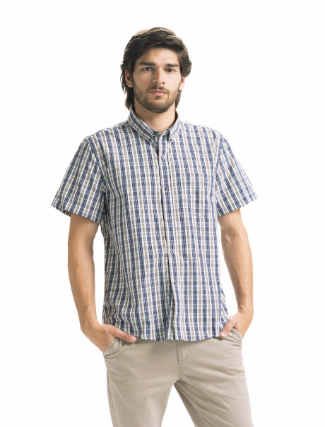 Camisa Manga Corta a Cuadros Gris Oscuro/Fanasia 2