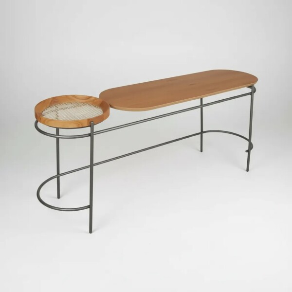 APARADOR - TECA Y METAL - RATTAN NATURAL Y VIDRIO APARADOR - TECA Y METAL - RATTAN NATURAL Y VIDRIO