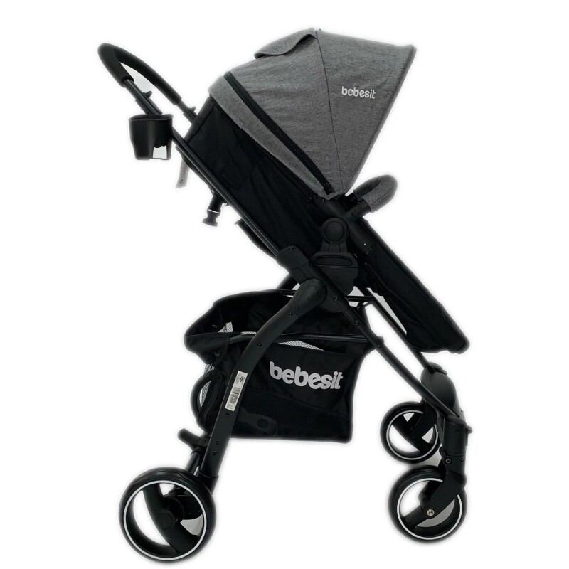 Coche de bebé + silla para auto Bebesit Travel System Alfa Gris