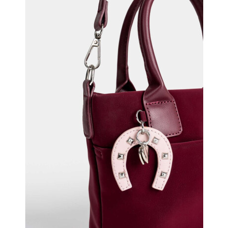 Cartera Mini City Con Charm Rojo Burdeaux